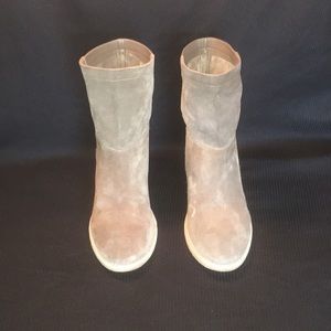 VINCE Roper Leather Suede Taupe Chic Boots Sz 8 M